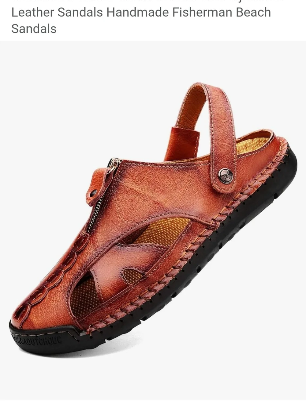 Men's Fisherman Leather Sandals - Brown